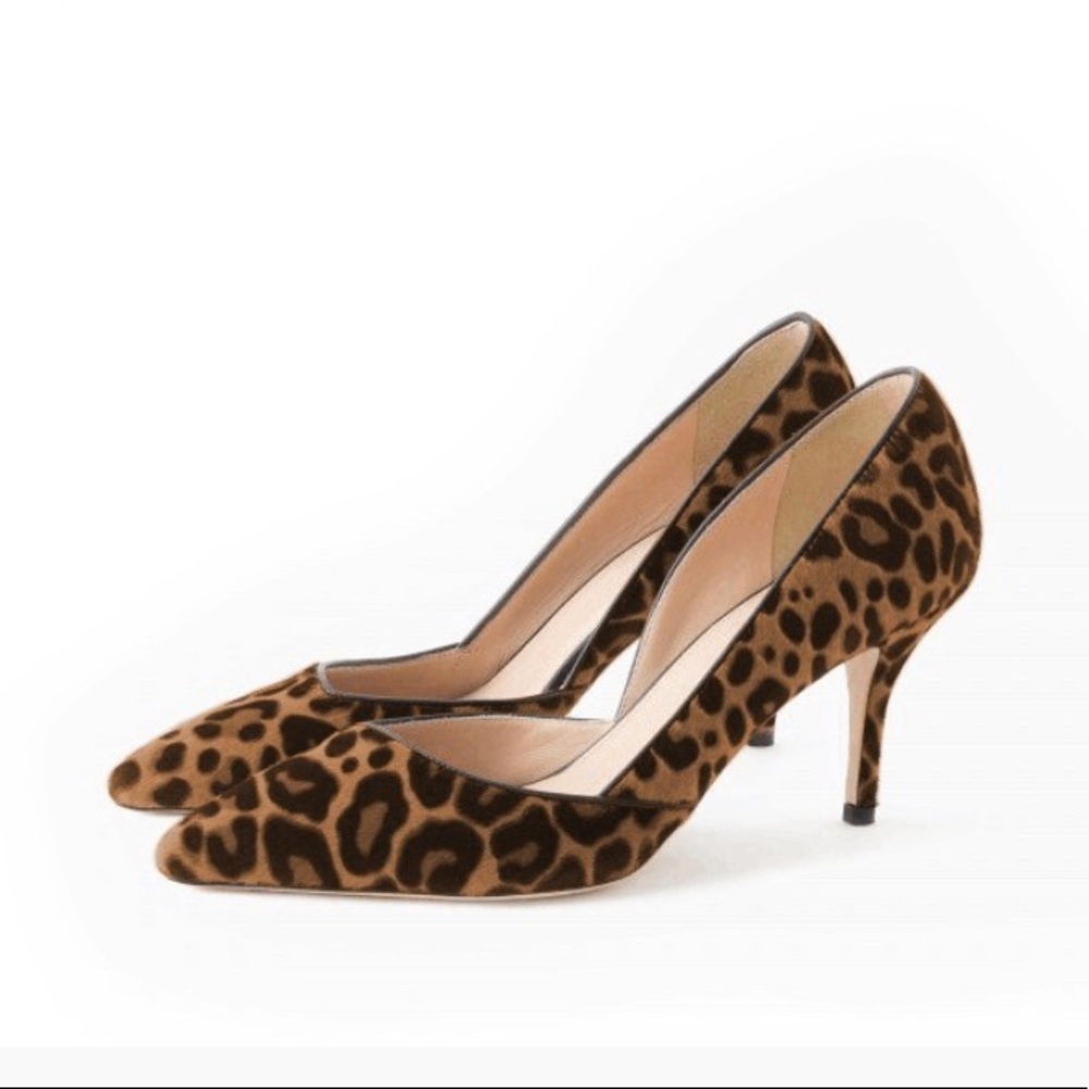 Pointed Toe Leopard Print Suede D’Orsay Stilettos
